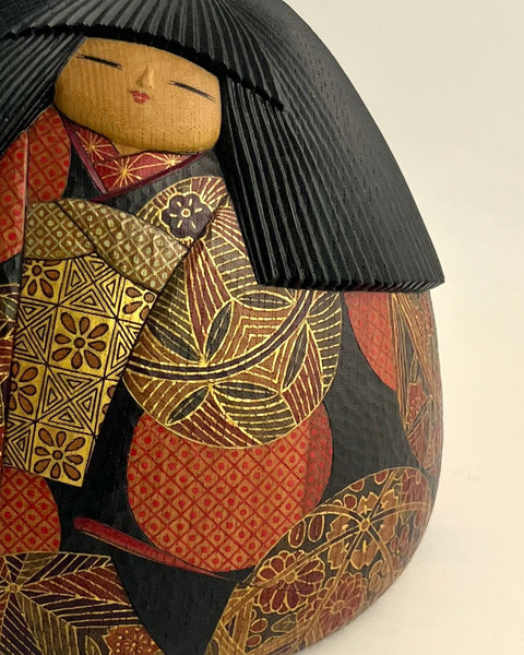 Intricate, Gorgeous Kokeshi by Award-winning Artist. New. Rare
