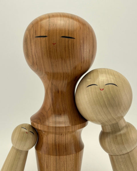 One of a Kind Sosaku Kokeshi Family. Sculptural. Unique.