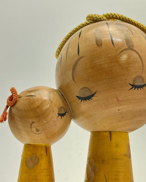 Vintage Kokeshi, Quirky, Cute and Unusual Mother Child Pair