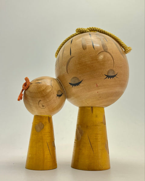 Vintage Kokeshi, Quirky, Cute and Unusual Mother Child Pair