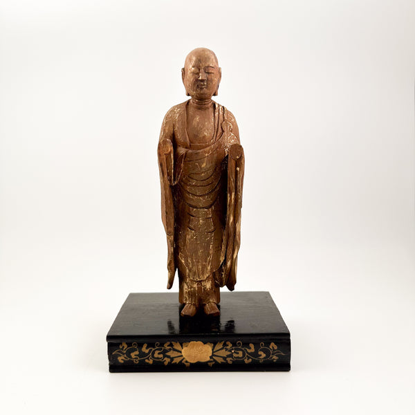Standing Antique Buddha Sculpture, Jizō with Quiet Expression