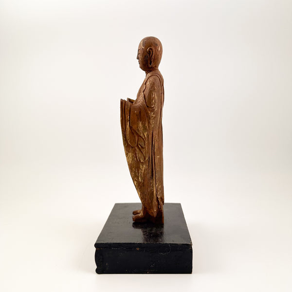 Standing Antique Buddha Sculpture, Jizō with Quiet Expression