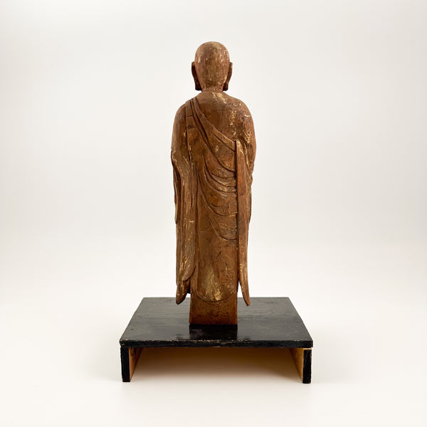 Standing Antique Buddha Sculpture, Jizō with Quiet Expression