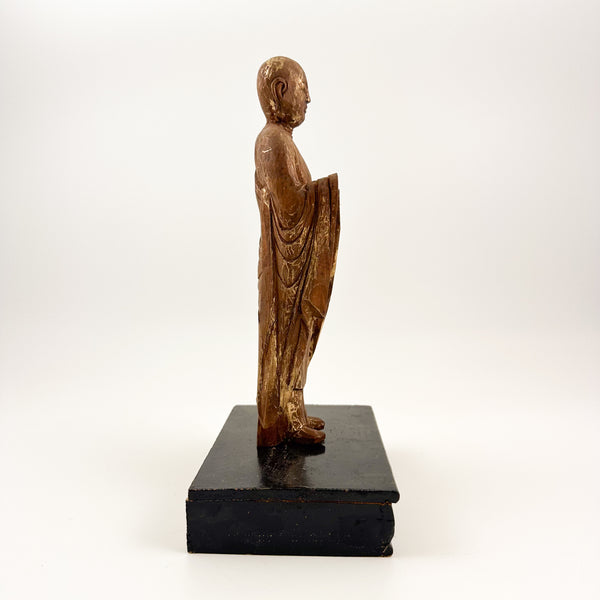 Standing Antique Buddha Sculpture, Jizō with Quiet Expression