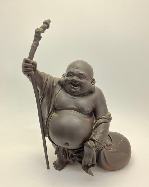 Antique Laughing Buddha (Hotei), Antique Japanese Sculpture