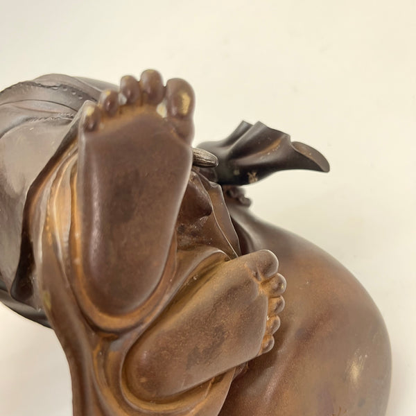 Antique Laughing Buddha (Hotei), Antique Japanese Sculpture