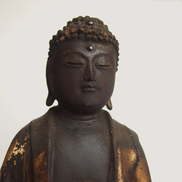 Antique Japanese Standing Buddha (Nyorai) – Gilt Wood Sculpture – Edo Period