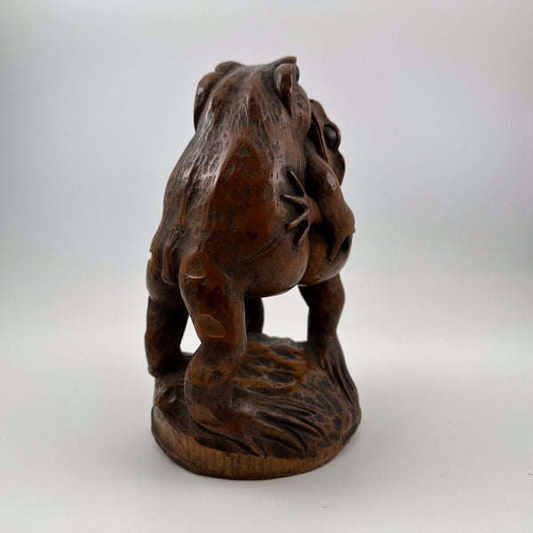 Antique Japanese Bamboo Root Sumo Frogs Sculpture – Carved Folk Art Object