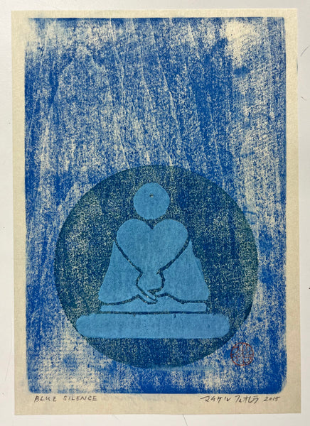 Blue Silence – Contemporary Japanese Woodblock Print – Michael Fiorella