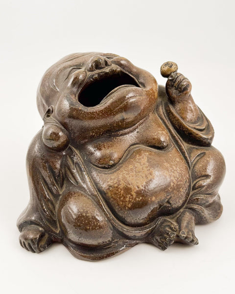 Antique ceramic Japanese censer depicting crying baby buddha