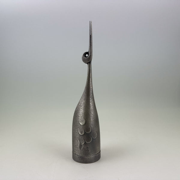 Modern Crane Bell with Beni Ink Holder – Japanese Sculptural Object by Tadahiro Baba