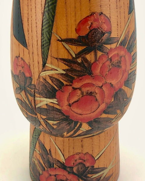 Incredibly Elegant Floral Kokeshi. Rare Vintage Kokeshi Doll