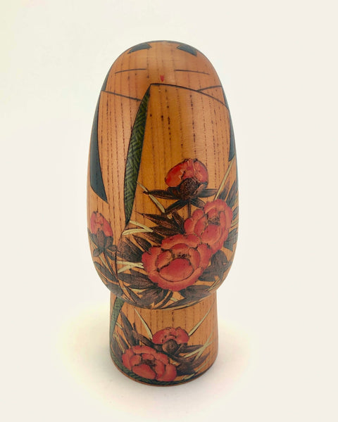 Incredibly Elegant Floral Kokeshi. Rare Vintage Kokeshi Doll