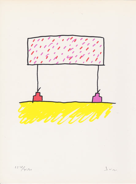 Abstract Sign with pink and red dots on a white background
