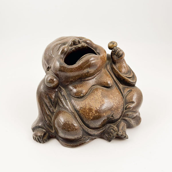 Vintage Japanese Laughing Monk Ceramic Vessel