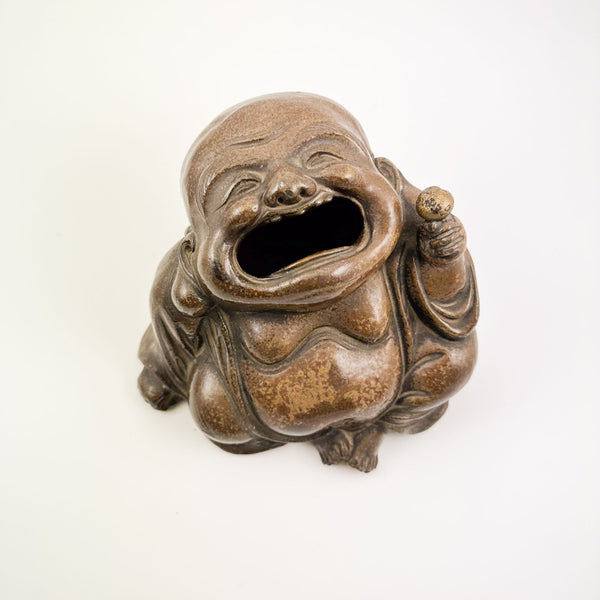 Vintage Japanese Laughing Monk Ceramic Vessel