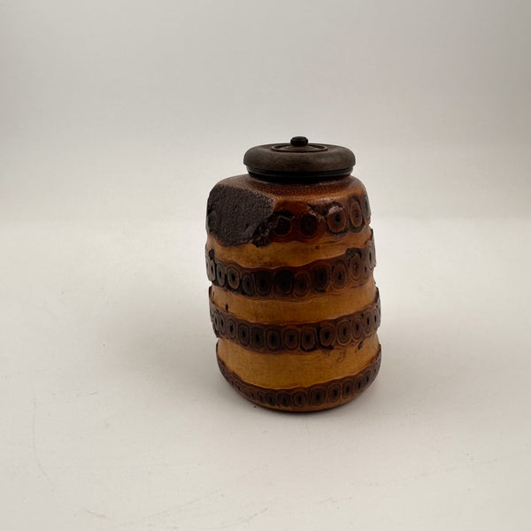 Vintage Carved Bamboo Tea Caddy with Ebony Lid