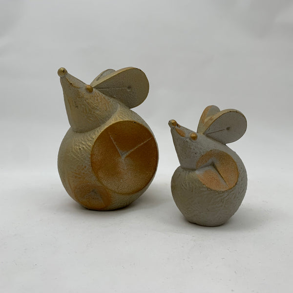 Japanese Modern Mouse Sculptures – Pair of Signed Nezumi Figures by Sotaro Saegusa