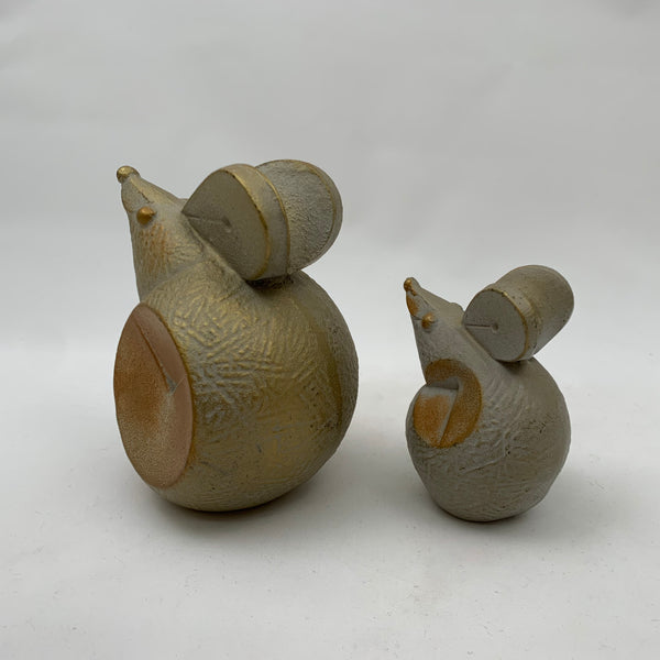 Japanese Modern Mouse Sculptures – Pair of Signed Nezumi Figures by Sotaro Saegusa
