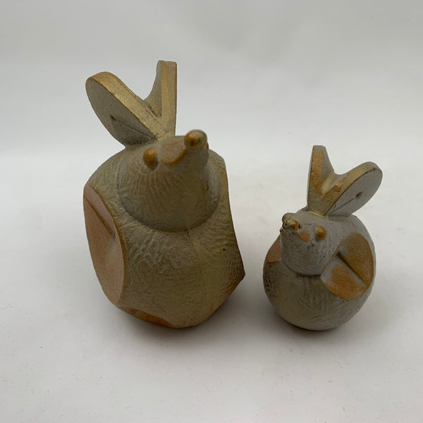 Japanese Modern Mouse Sculptures – Pair of Signed Nezumi Figures by Sotaro Saegusa