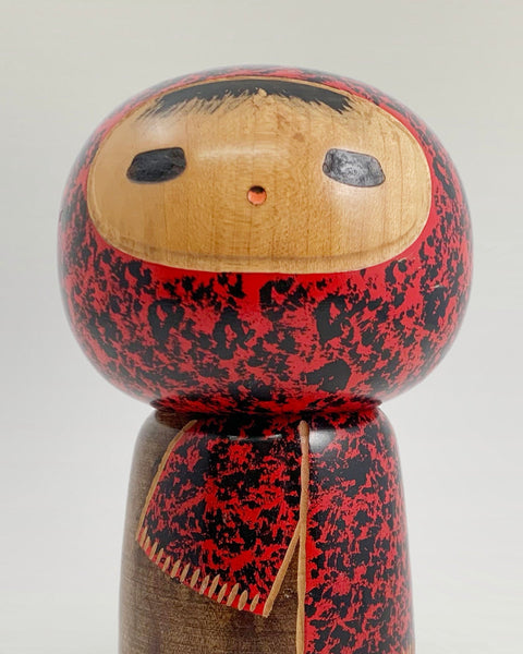 Sosaku Kokeshi. Rare Vintage Kokeshi Doll with Red Scarf