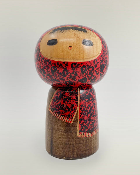 Sosaku Kokeshi. Rare Vintage Kokeshi Doll with Red Scarf