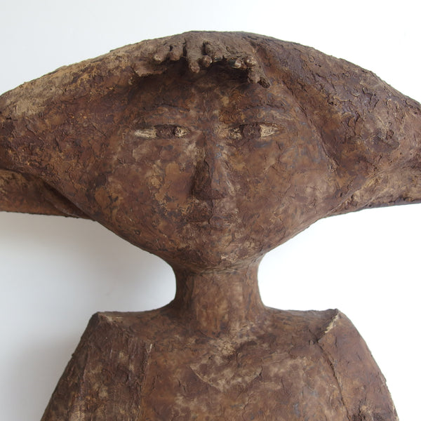 Woman with Cat – Unique Japanese Mixed Media Sculpture by [Artist Name]