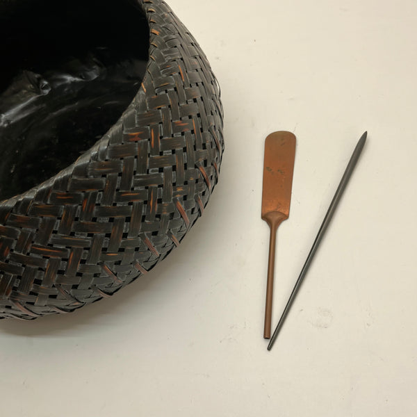 Japanese Tea Ceremony Charcoal Basket and Ash Utensils