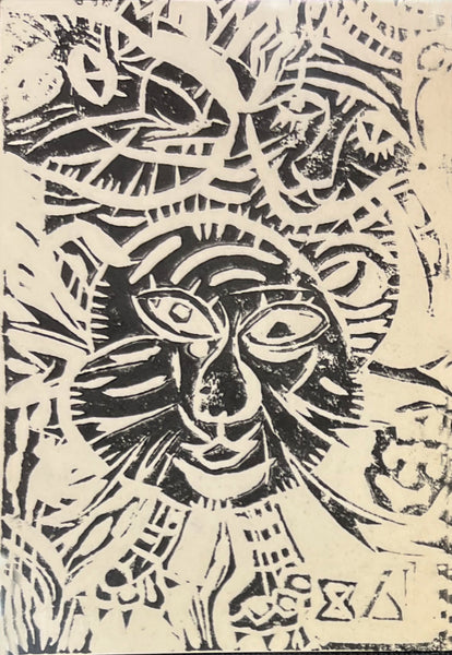 Tiger Abstract -Handmade Limited Edition Woodblock Print, 1980