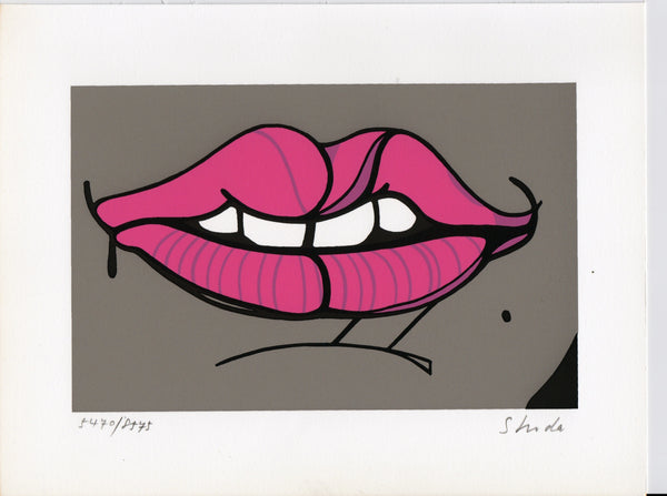 Pop Art Ltd Edition Print of pink lips on a gray background