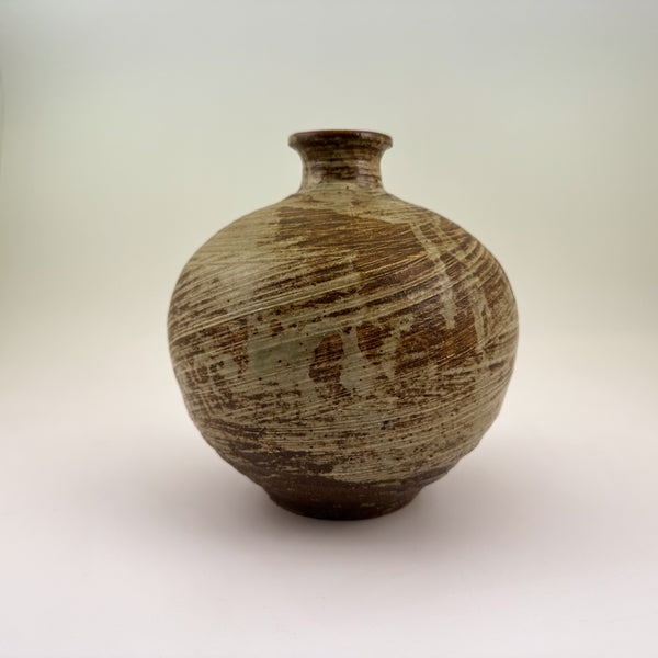 Vintage Vase, Japanese, MCM, Wabisabi, Ikebana, Brown & Beige 