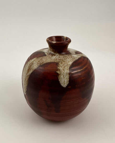 Japanese Vase, Brown Wabisabi MCM Design, Drip Vase