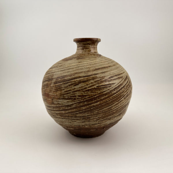 Vintage Vase, Japanese, MCM, Wabisabi, Ikebana, Brown & Beige 