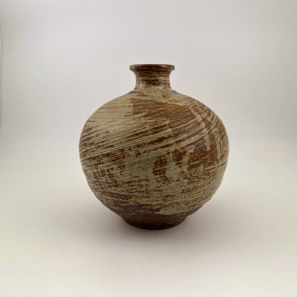 Japanese Vase, Swirl Brown Wabisabi MCM Design