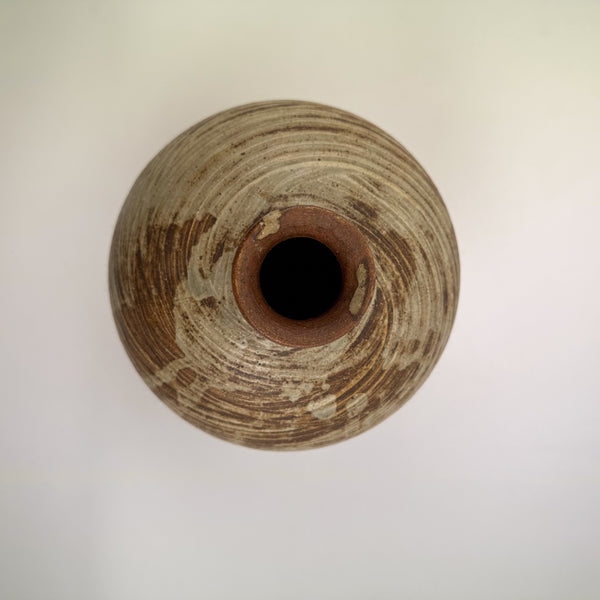 Japanese Vase, Swirl Brown Wabisabi MCM Design