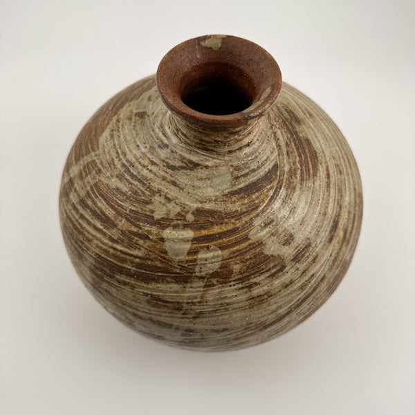 Japanese Vase, Swirl Brown Wabisabi MCM Design