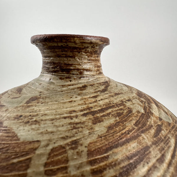 Japanese Vase, Swirl Brown Wabisabi MCM Design