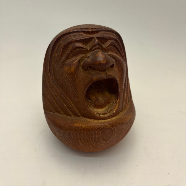 Pair of Vintage Hand Carved Daruma Sculptures