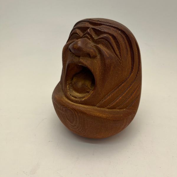 Pair of Vintage Hand Carved Daruma Sculptures