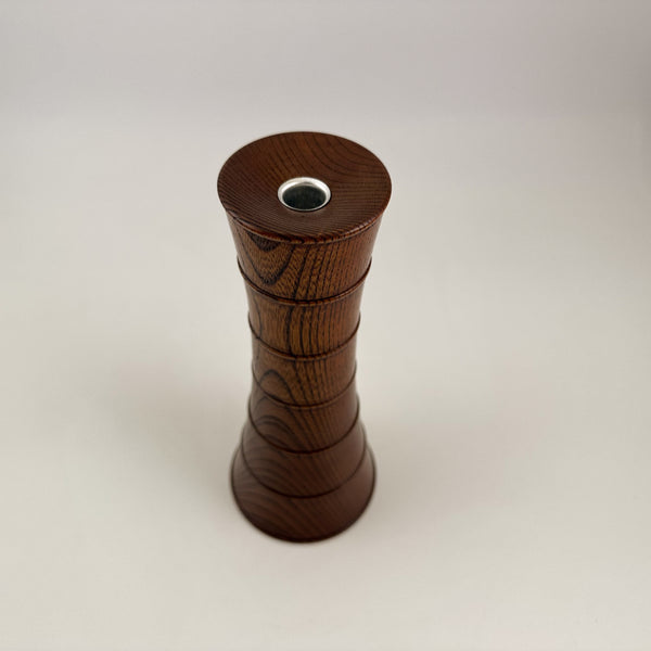 Japanese Vintage Turned Keyaki Wood Ikebana Vase with Bamboo-Inspired Form