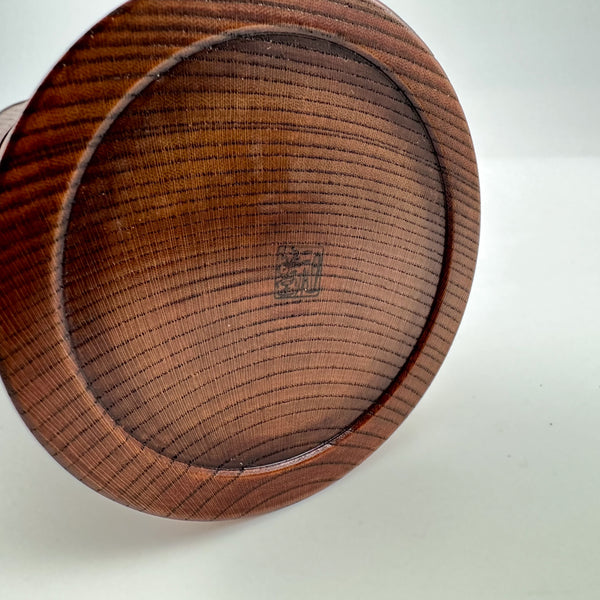 Japanese Vintage Turned Keyaki Wood Ikebana Vase with Bamboo-Inspired Form