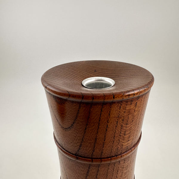 Japanese Vintage Turned Keyaki Wood Ikebana Vase with Bamboo-Inspired Form