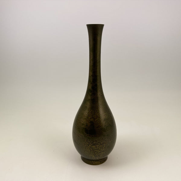 Vintage Japanese Patinated Metal Ikebana Vase | Sculptural Modernist Design