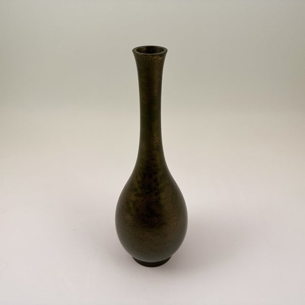 Vintage Japanese Patinated Metal Ikebana Vase | Sculptural Modernist Design