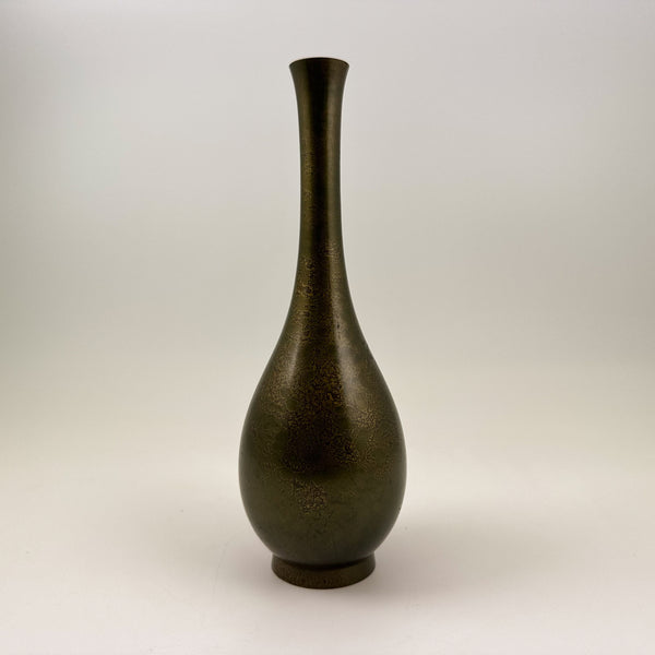Vintage Japanese Patinated Metal Ikebana Vase | Sculptural Modernist Design