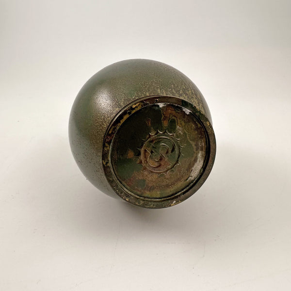 Vintage Japanese Patinated Metal Ikebana Vase | Sculptural Modernist Design