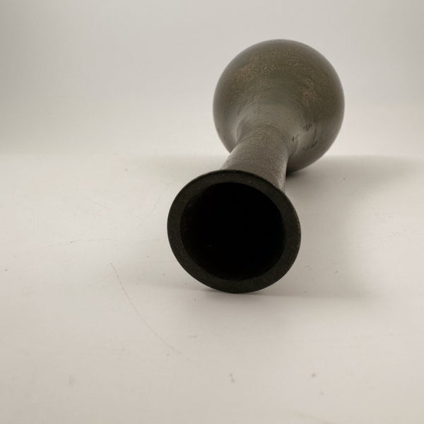 Vintage Japanese Patinated Metal Ikebana Vase | Sculptural Modernist Design