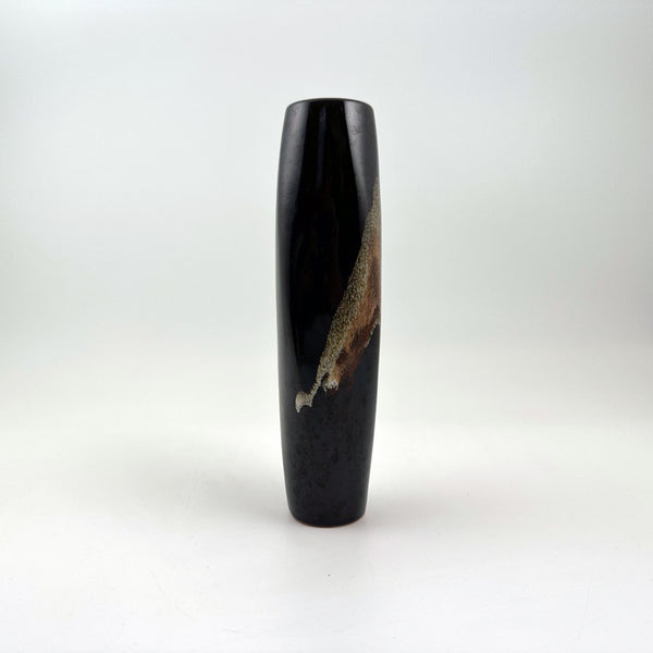 Bottle Vase with Black Glaze and Crystalline Brushwork
