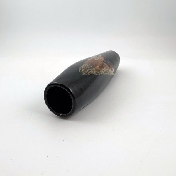 Bottle Vase with Black Glaze and Crystalline Brushwork