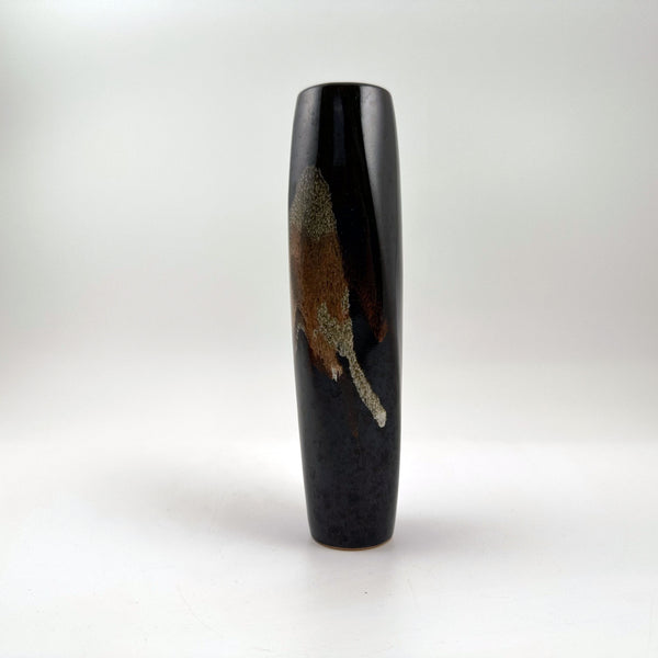 Bottle Vase with Black Glaze and Crystalline Brushwork